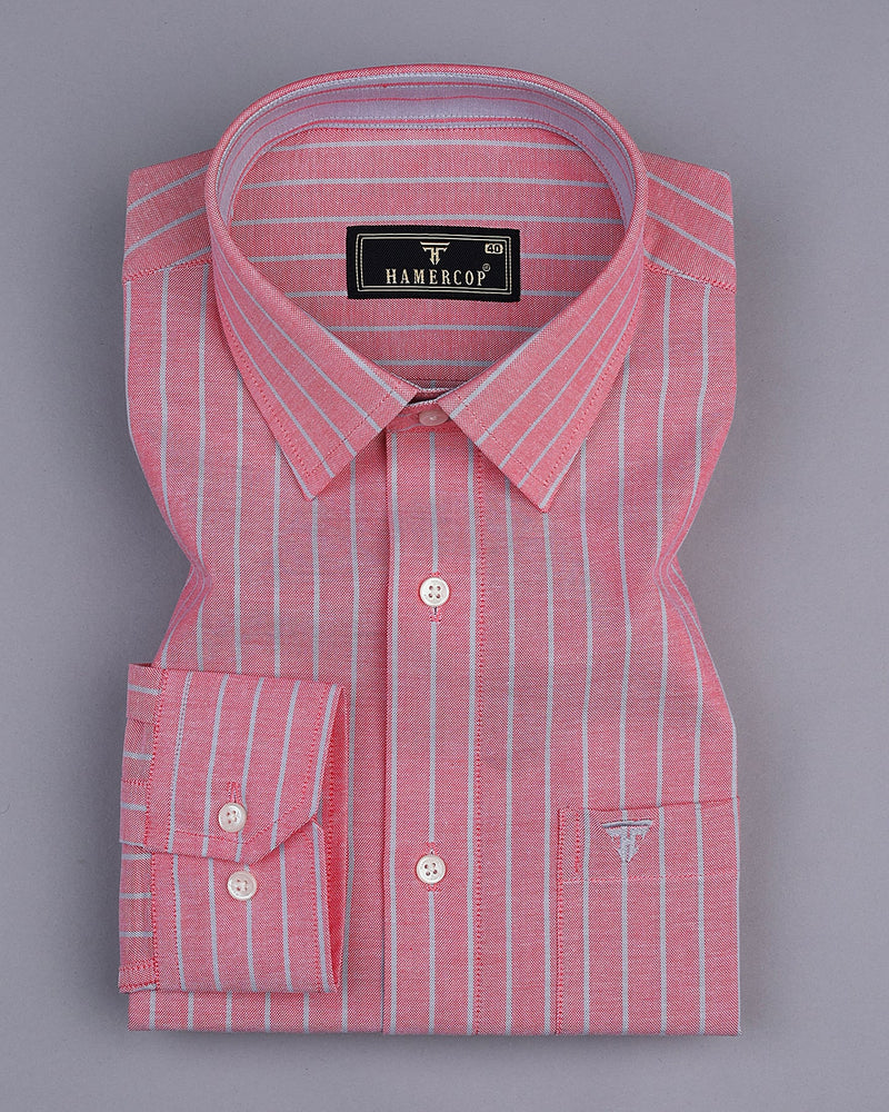 Lapis Pink With Gray Stripe Oxford Cotton Shirt