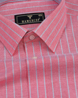 Lapis Pink With Gray Stripe Oxford Cotton Shirt