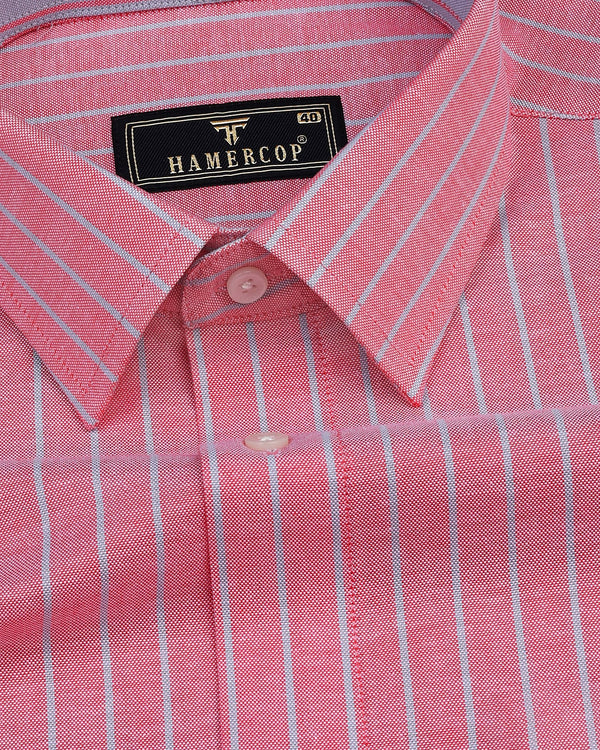 Lapis Pink With Gray Stripe Oxford Cotton Shirt