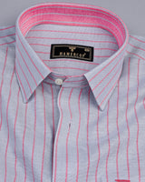 Lapis Gray With Pink Stripe Oxford Cotton Shirt