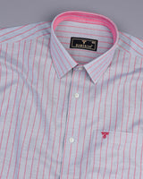 Lapis Gray With Pink Stripe Oxford Cotton Shirt