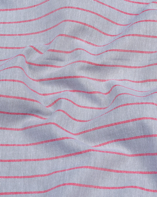 Lapis Gray With Pink Stripe Oxford Cotton Shirt