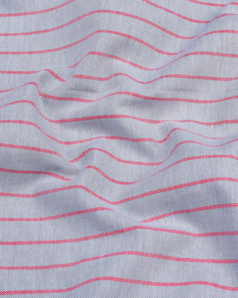 Lapis Gray With Pink Stripe Oxford Cotton Shirt
