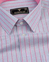 Lapis Gray With Pink Stripe Oxford Cotton Shirt