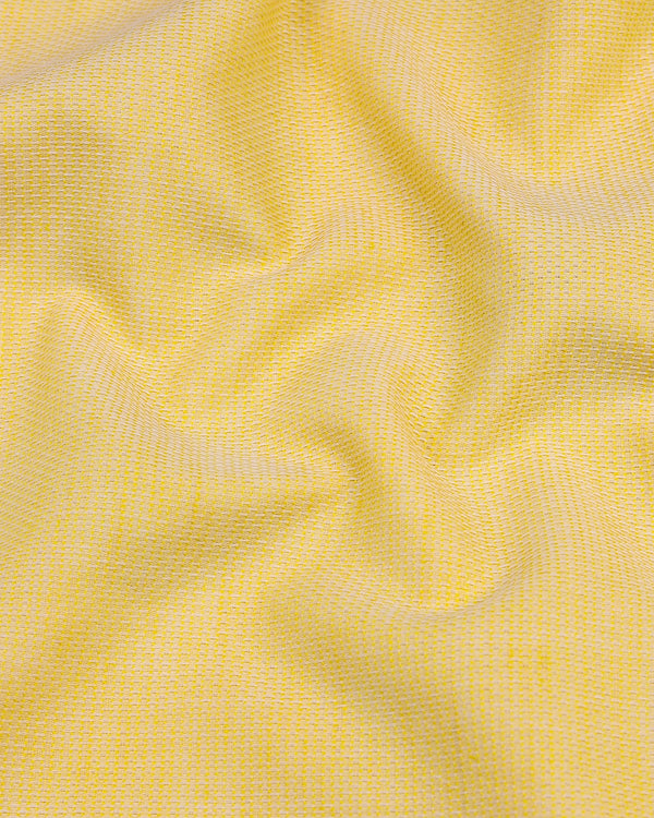 Banana Yellow Hexagon Shaped Dobby Cotton Shirt