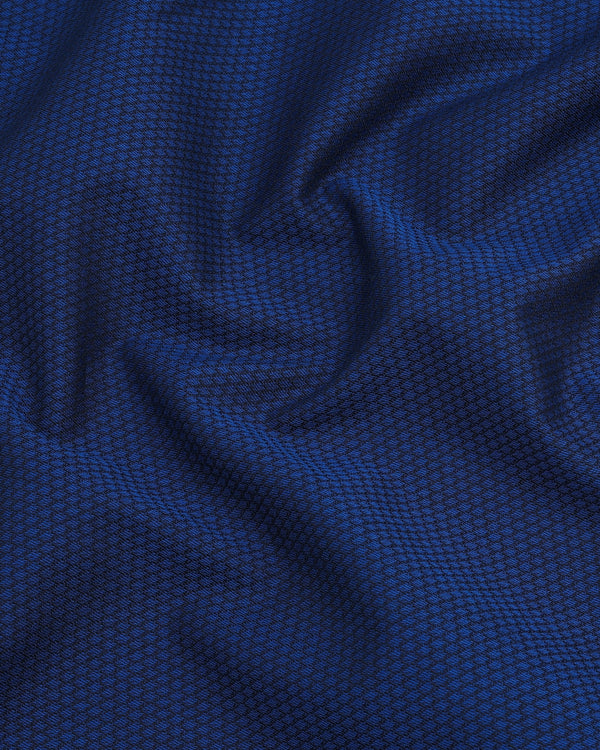 Glisten Blue Dobby Textured Cotton Shirt