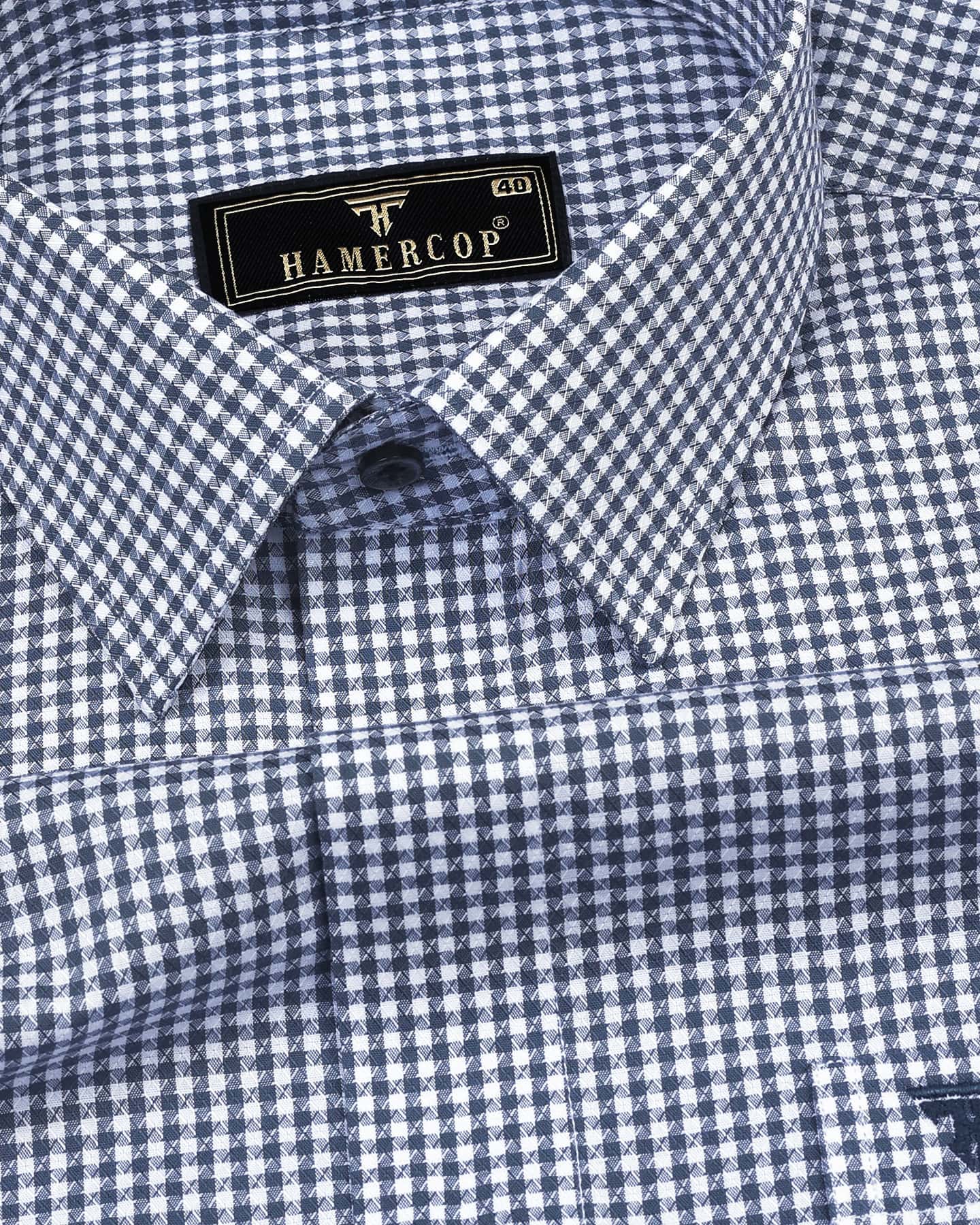 Steel Gray With White Check Dobby Cotton Formal Shirt – hamercopglobal