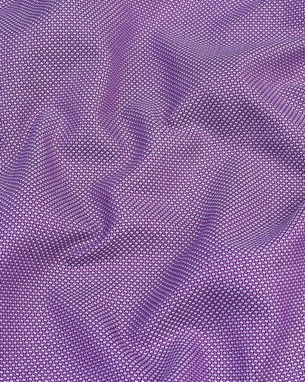 Wolin Purple With White Dobby Texture Cotton Shirt
