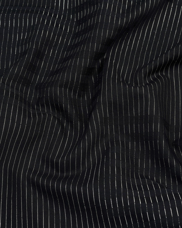 Black With Sliver Dobby Gamming Wrex Weft Stripe Cotton Shirt