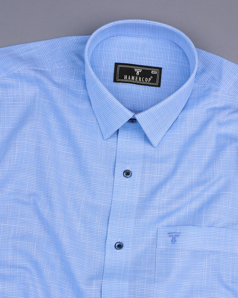 Opsin Blue Houndstooth Check Amsler Cotton Shirt