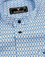 Blue With Yellow Diamond Shape Printed Cotton Shirt