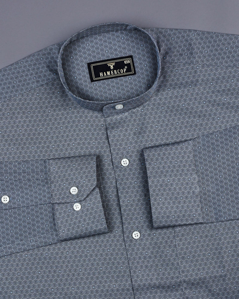 Oslo Gray Multi Hexagon Printed Cotton Shirt