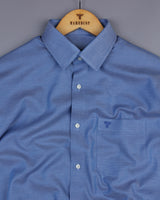 Everton Blue With White Dobby Texture Formal Cotton Shirt