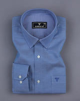 Everton Blue With White Dobby Texture Formal Cotton Shirt