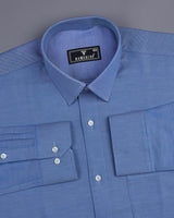 Everton Blue With White Dobby Texture Formal Cotton Shirt