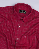 Harbin Red With White And Blue Check Amsler Linen Shirt