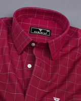 Harbin Red With White And Blue Check Amsler Linen Shirt