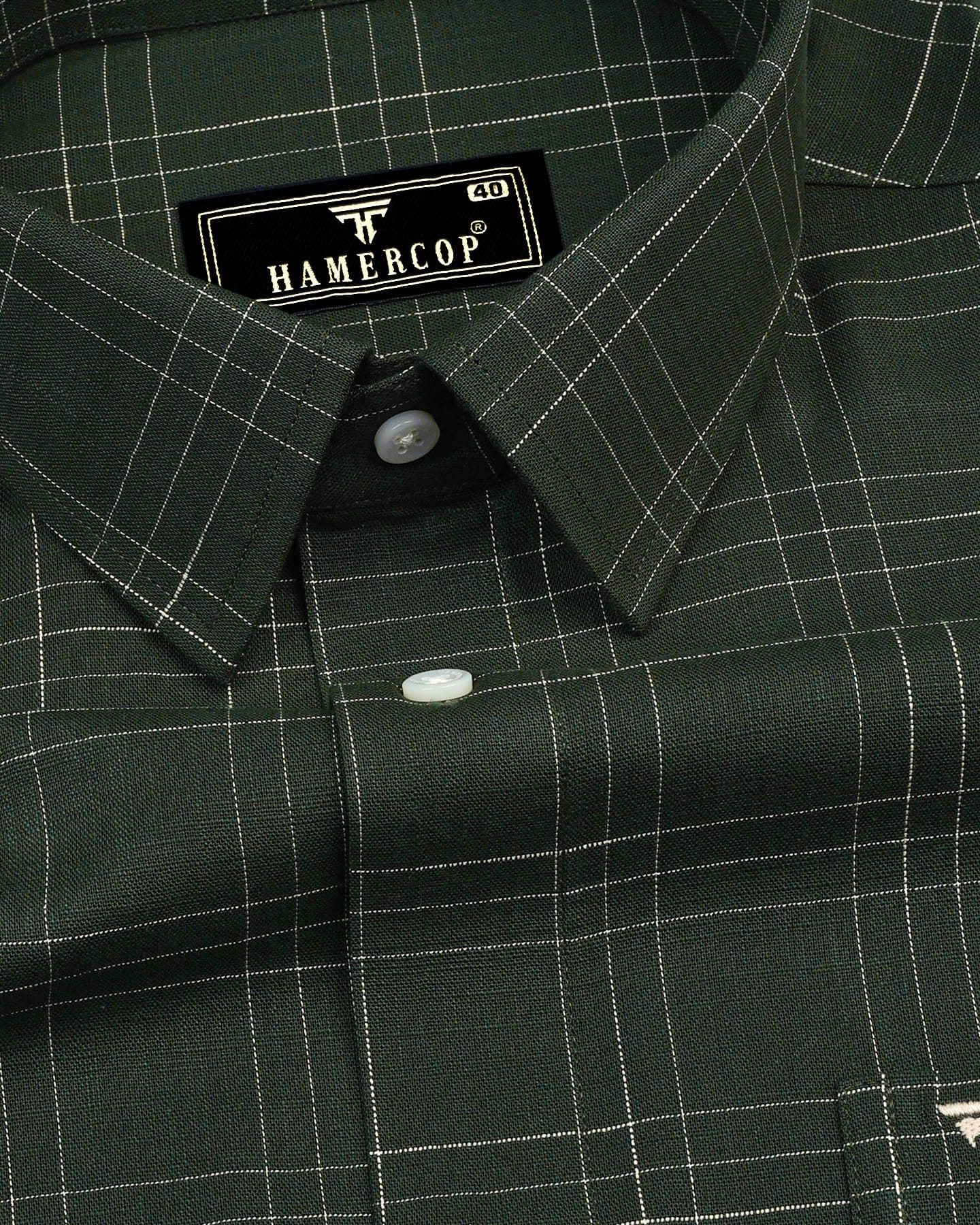 Reston Green With Cream Linen Cotton Check Shirt – hamercopglobal