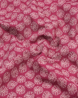 Pink Passion Flower Printed Dobby Cotton Shirt Style Kurta