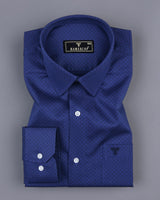 Orca Blue With Black Tringle Printed Dobby Cotton Shirt