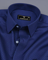 Orca Blue With Black Tringle Printed Dobby Cotton Shirt