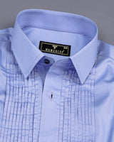 SkyBlue Soft Touch Satin Designer Tuxedo Shirt