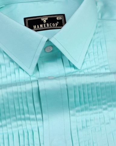Aqua Blue Soft Touch Satin Designer Tuxedo Shirt hamercopglobal Aqua Blue Soft Touch Satin Designer Tuxedo Shirt hamercopglobal