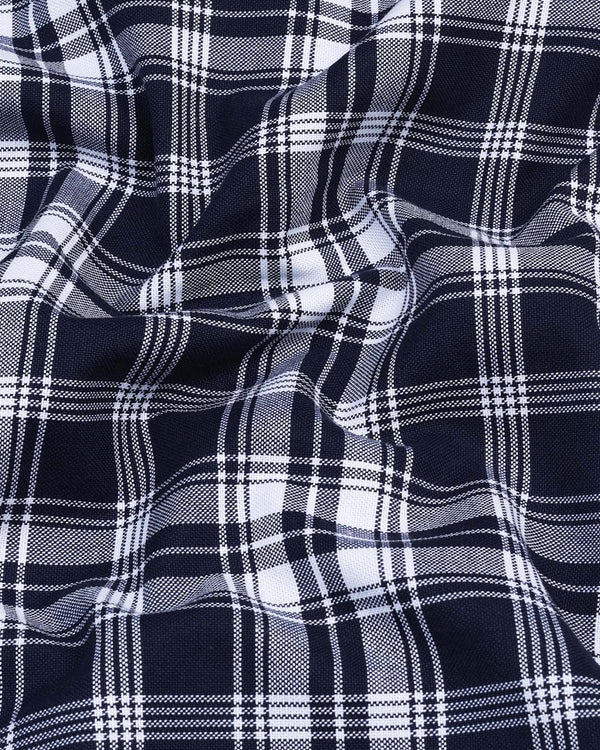 Chrom NavyBlue With White Check Oxford Cotton Formal Shirt