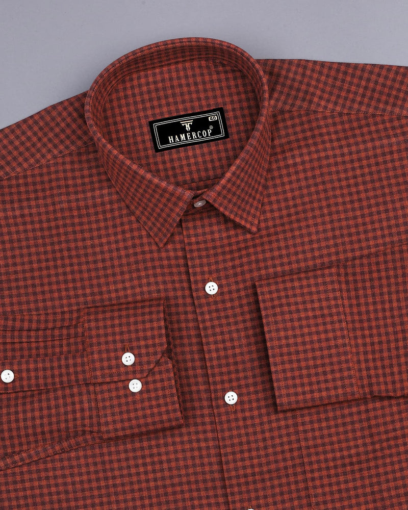 Alloy Orange Plaid Flannel Twill Check Cotton Shirt