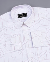 Accent White With Pink Geometrical Printed Satin Cotton Shirt