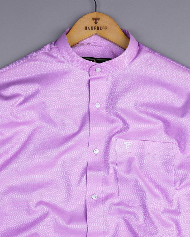 Light Violet Purple Dobby Textured  Cotton Shirt