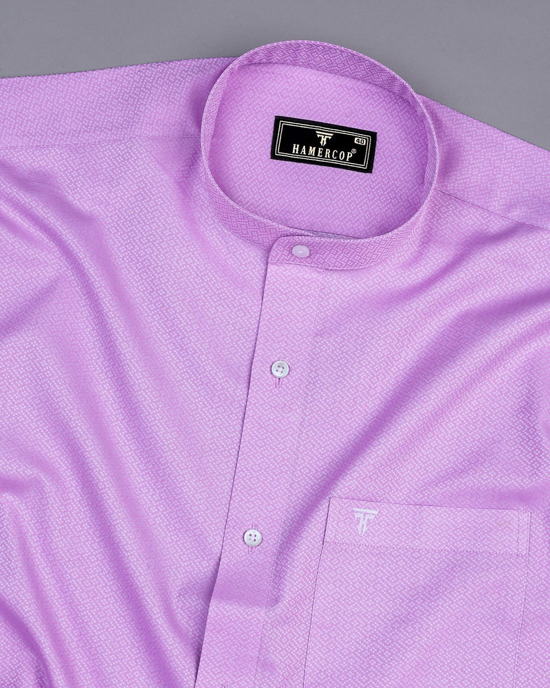 Light Violet Purple Dobby Textured  Cotton Shirt