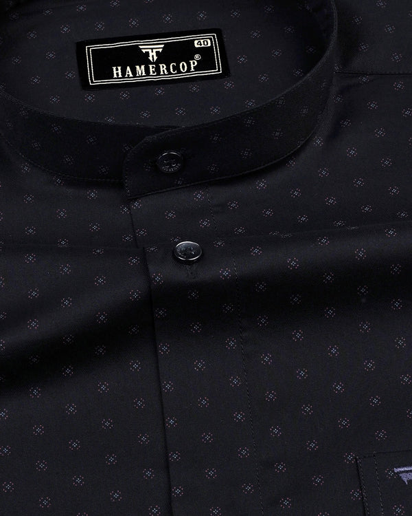 Cornel Black With Gray Twill Printed Cotton Shirt