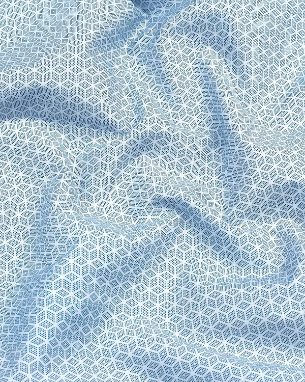 Orient Blue Diamond Printed Poplin Cotton Shirt