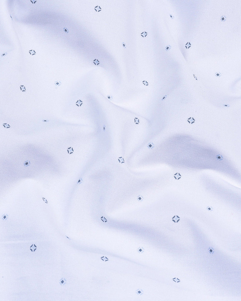 Begonia White With Gray Printed Cotton Formal Shirt