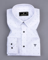 Begonia White With Gray Printed Cotton Formal Shirt
