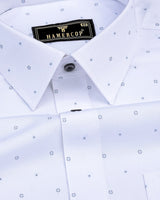 Begonia White With Gray Printed Cotton Formal Shirt