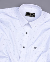 Begonia White With Gray Printed Cotton Formal Shirt