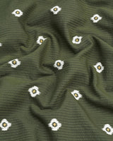 Artichoke Green Printed Seersucker Cotton Shirt Style Kurta