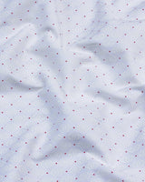 Vosto Pink Dot Printed White Satin Cotton Shirt Style Kurta