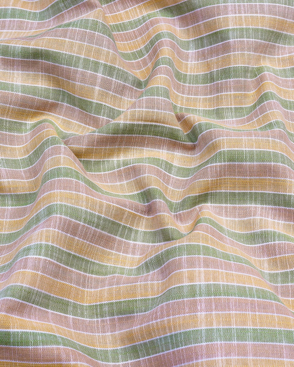 Flint Cream Multicolored Stripe Amsler Cotton Shirt