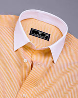 Moccasin Yellow Pencil Stripe Designer Cotton Shirt