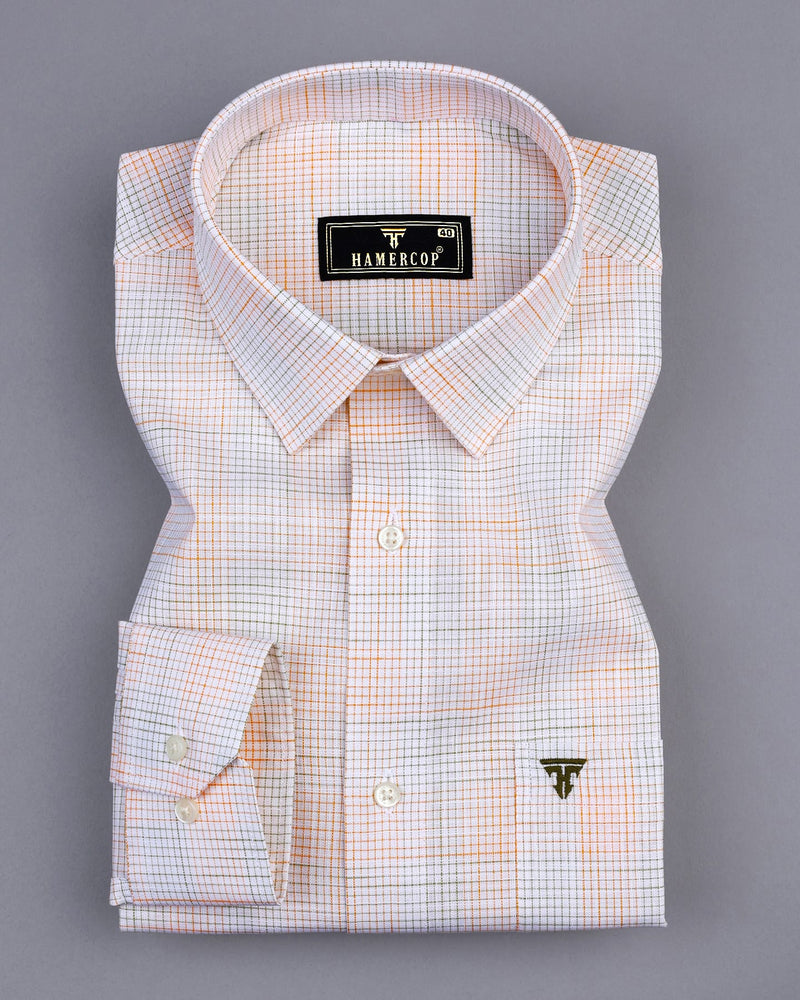 Canvas Orange With Green Graph Check Amsler Cotton Shirt