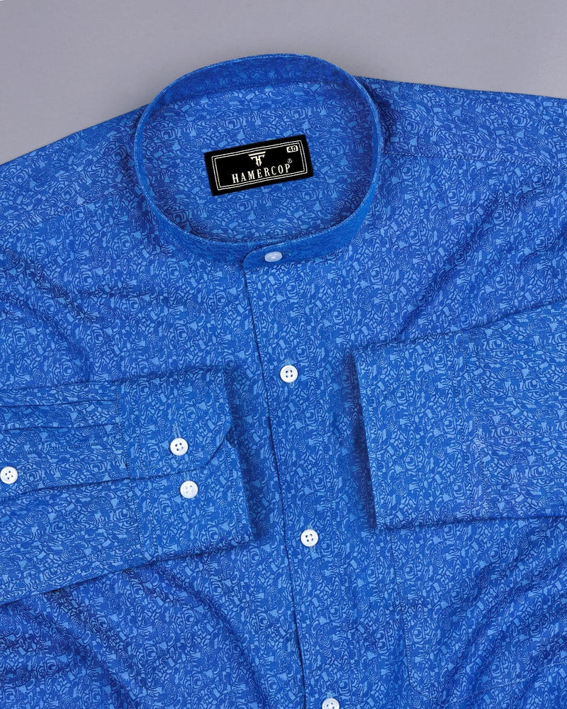 Clifton Blue Jacquard Textured Cotton Shirt