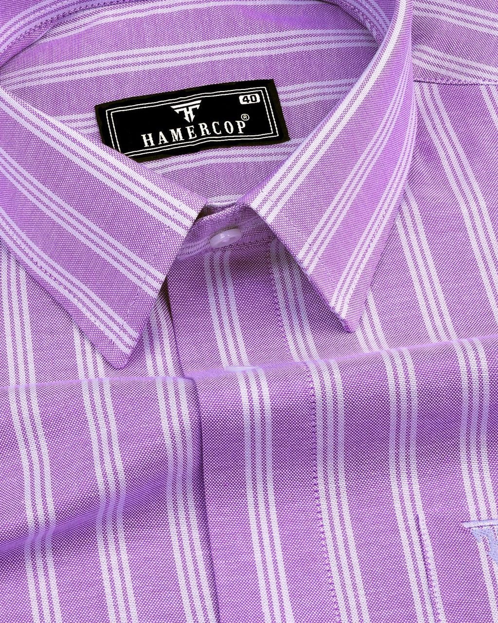 Alverton Purple With Gray Stripe Oxford Cotton Shirt  hamercopglobal