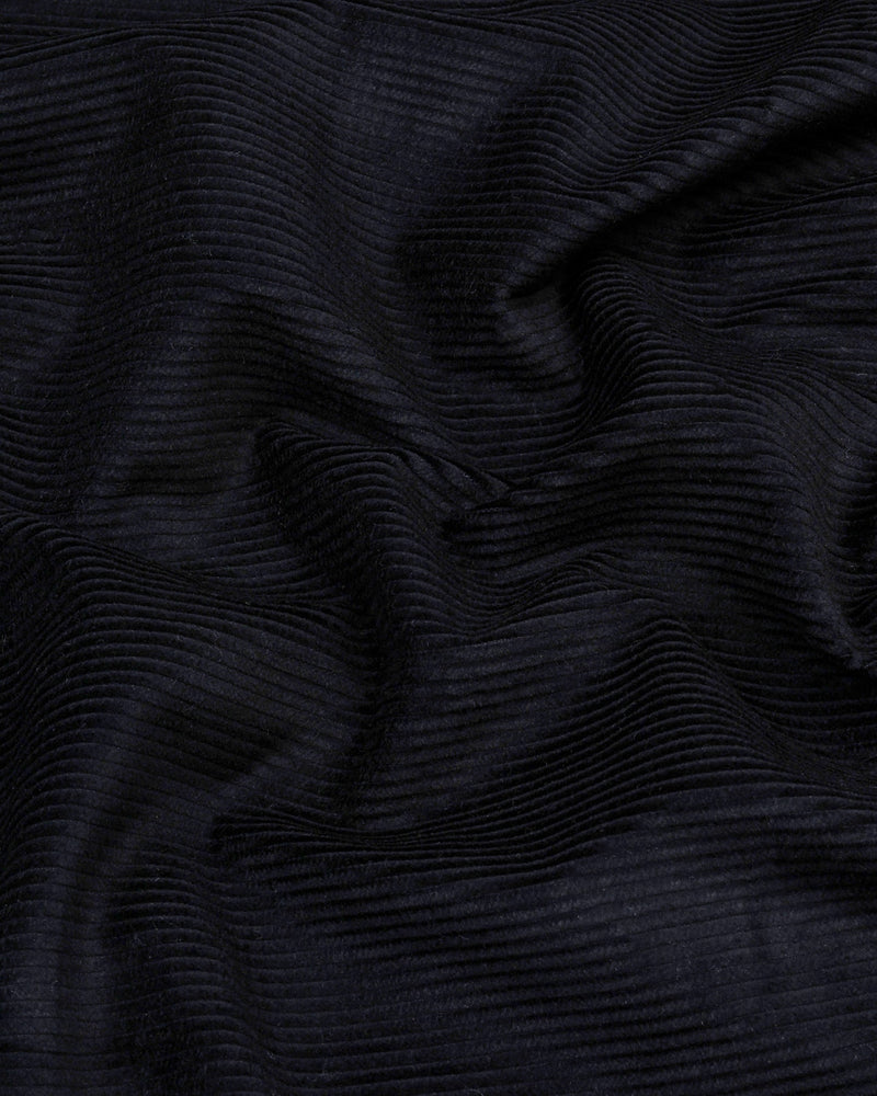 Spider Black Corduroy Premium Cotton Solid Shirt