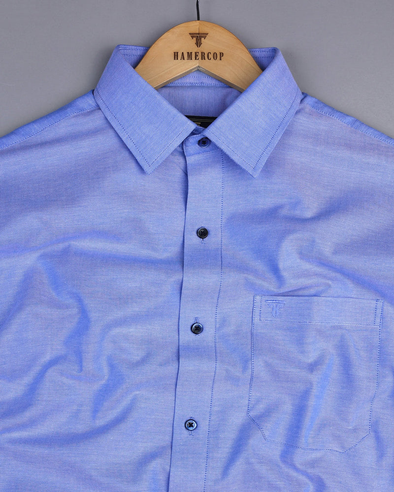 Carolina Blue Solid Oxford Cotton Formal Shirt