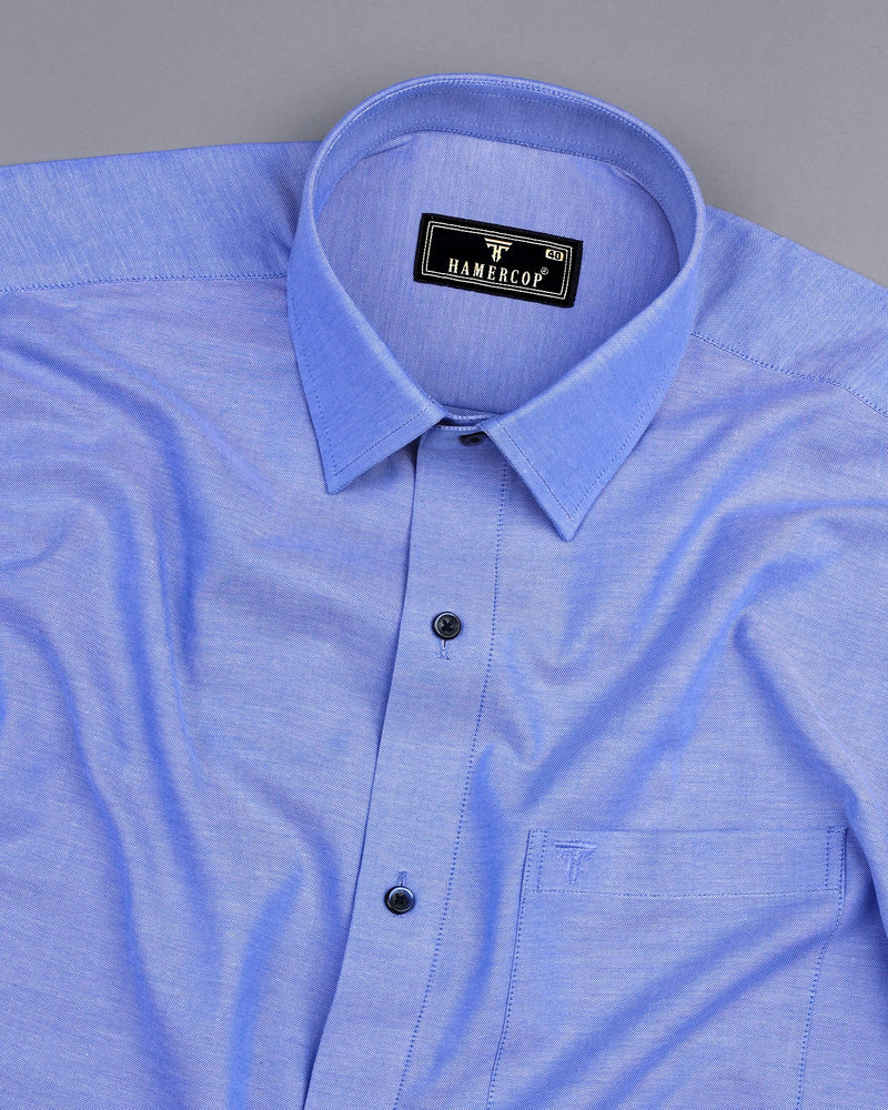 Carolina Blue Solid Oxford Cotton Formal Shirt