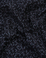 Luma Black Satin With Gray Leaf Printed Cotton Shirt