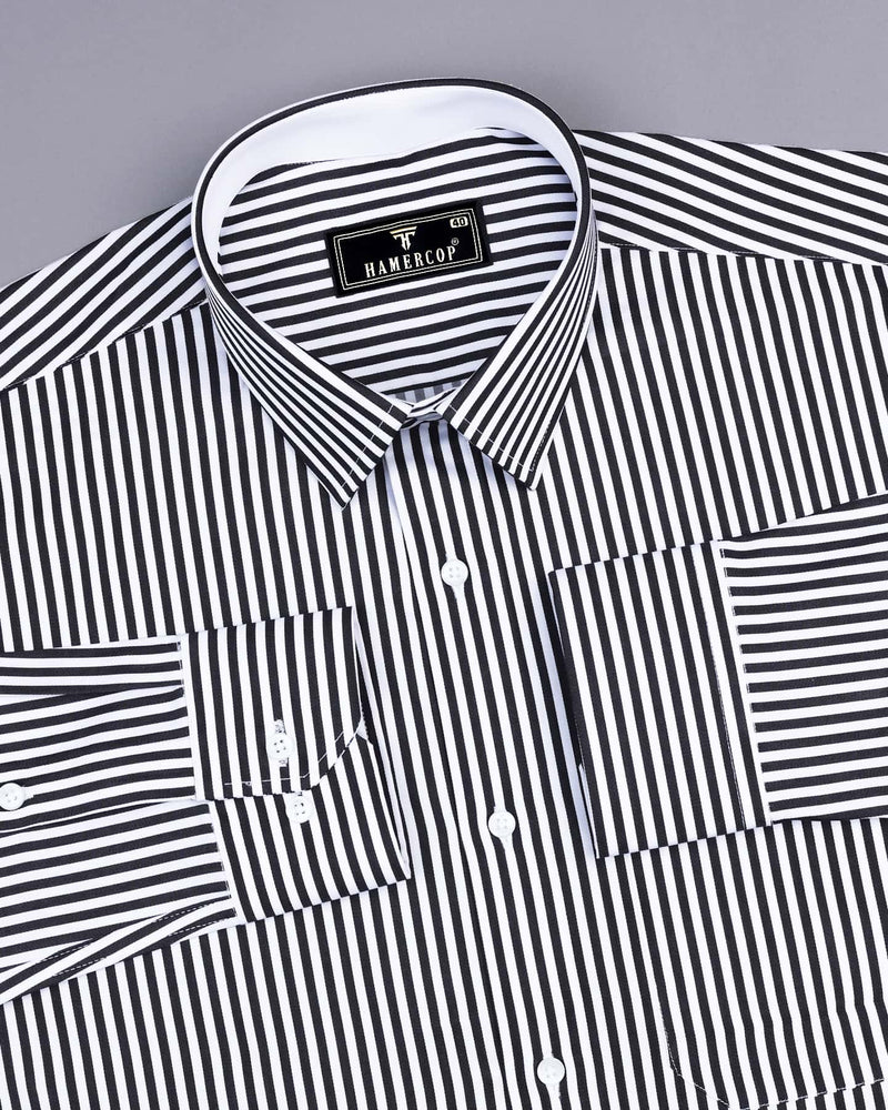 Destiny Black With White Stripe Premium Giza Designer Shirt